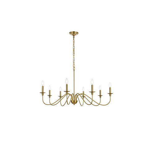 Living District Rohan 42" 8-Light Transitional Metal Chandelier in Satin Gold