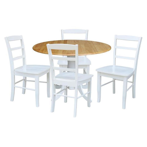 IC INTERNATIONAL CONCEPTS 42 in Dual Drop Leaf Table with 4 Ladder Back Dining Chairs - 5 Piece Dining Set