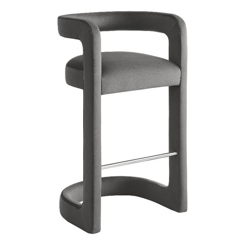 Modway Winslow Performance Velvet Bar Stool in Storm Gray