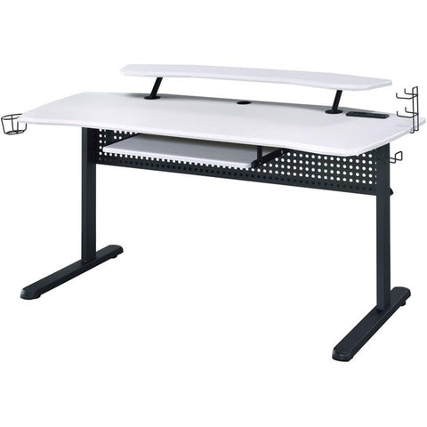 Acme Vildre Wooden Top Gaming Table with USB Port in Black and White