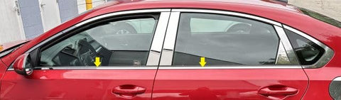 QAA part WS19810 is a 4 piece Stainless Steel Window Sill Face Trim that is compatible with Kia Forte 2019-2024