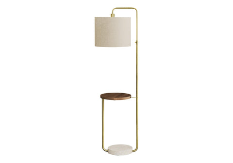Monarch Specialties I 9754 Lighting, 67" H, Floor Lamp, USB Port Included, Brass Metal, Beige Shade, Contemporary