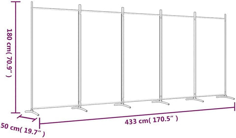 vidaXL vidaXL Room Divider, Folding Privacy Screen 5 Panel Room Divider, Freestanding Room Partition Wall Divider for Room Separation, Black Fabric