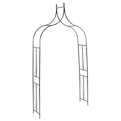 vidaXL Garden Arch Dark Green Powder-Coated Iron, Plastic 47.2x15x101.6 in