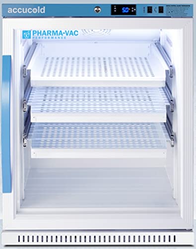 Accucold ARG61PVBIADADR Pharma-Vac All-refrigerator, 3 Removable Ventilated Drawers, Hospital Grade Cord, 6 cu.ft Capacity, ADA-compliant Height, Glass Door, Adjustable Temperature