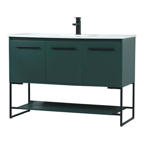 Elegant Decor Sloane 48" MDF and Steel Single Bathroom Vanity in Green