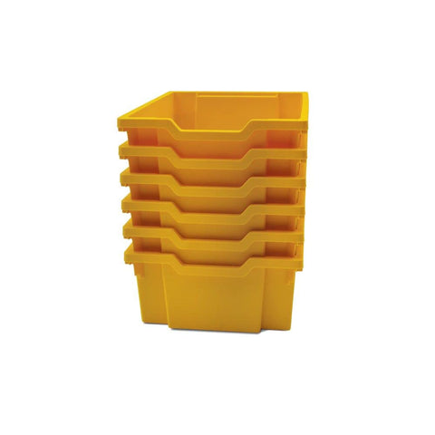 Gratnells Deep F2 Storage Tray, Pack of 6, Heavy Duty School, Industrial & Utility Storage Bins, 12.3" x 16.8" x 5.9" (Sunshine Yellow)