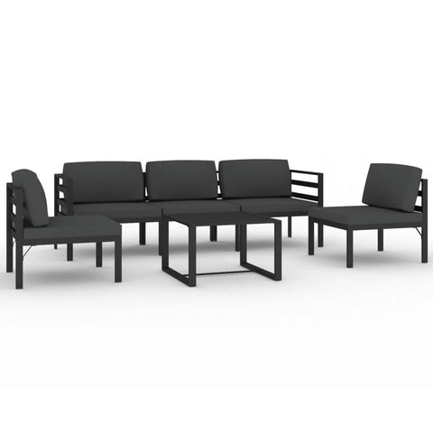 vidaXL Patio Lounge Set 6 Piece, Patio Furniture Set for Outside Garden, Sectional Sofa with Cushions, Corner Sofa, Aluminum Anthracite