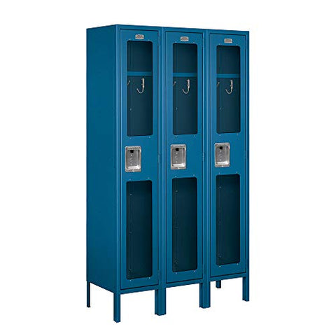 Salsbury Industries S-61352BL-U 12" Single Tier, 3 Wide x 5 Feet High x 12 Inches Deep, Unassembled See-Through Metal Locker, Blue