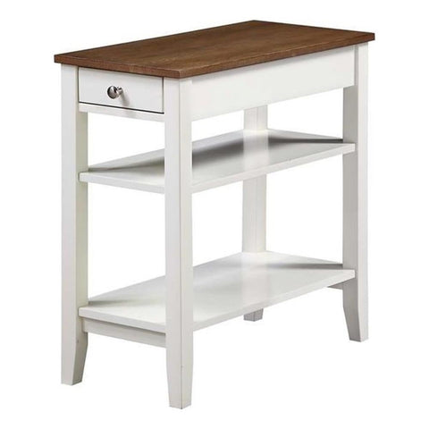 Convenience Concepts American Heritage Chairside End Table with Drawer 23.5" - Classic Living Room Table with Storage Shelf, Bedroom Nightstand, Driftwood/White