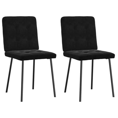 vidaXL Black Velvet Dining Chairs - Upholstered Kitchen/Living Room Seats with Metal/Wood Frame - Set of 2