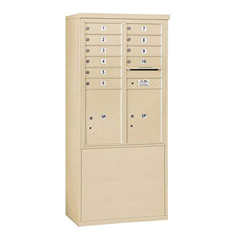 Salsbury Industries 3911D-10SFU Free Standing Horizontal Mailbox, Front Loading, Double Column, 10 MB1 Doors, 2 PL5's, USPS Access, Sandstone