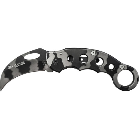 Smith & Wesson Extreme Ops CK32C 8in S.S. Karambit Folding Knife with 3in Hawkbill Blade and Stainless Steel Handle for Outdoor, Tactical, Survival and EDC