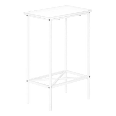 Monarch Specialties I 2079 Accent Table, Side, End, Narrow, Small, 2 Tier, Living Room, Bedroom, Metal, Laminate, White, Contemporary, Modern