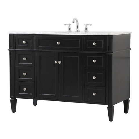 Elegant Decor Park Avenue 48" Solid Wood & Metal Single Bathroom Vanity in Black