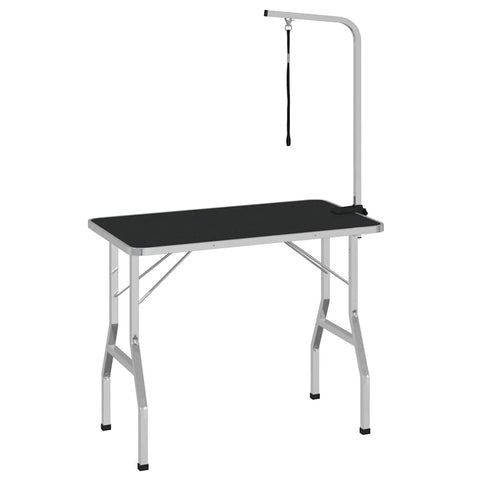 vidaXL Adjustable Dog Grooming Table with 1 Loop - Steel and Engineered Wood Construction - Height Adjustable Grooming Arm - Foldable Design for Easy Storage - Safe and Comfortable Pet Care