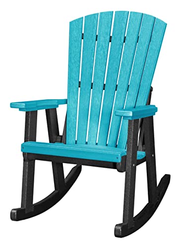 American Furniture Classics Model 515WWBK Fan Back Glider in Weatherwood with a Black Base Made in the USA