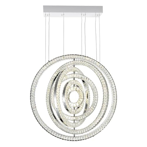 CWI Lighting Celina 37'' Round LED Chandelier with Chrome Finish for Living Room, Dining Room, Foyer – Integrated LED – Adjustable Height – BACL Certified with 3-Year Warranty