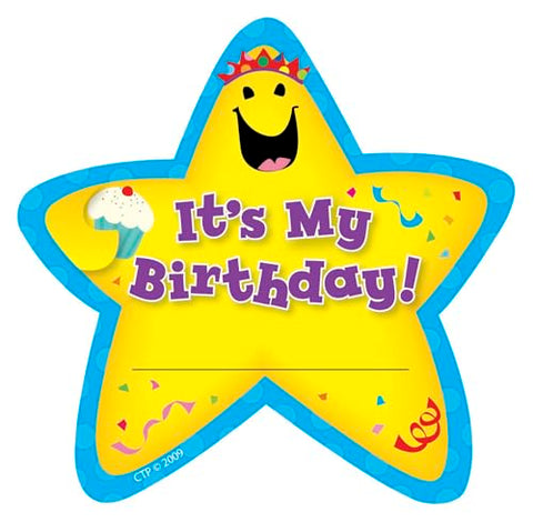 Creative Teaching Press Adhesive Badges - Birthday Star - 6 1/4 x 3 1/4 inch - Pack of 36
