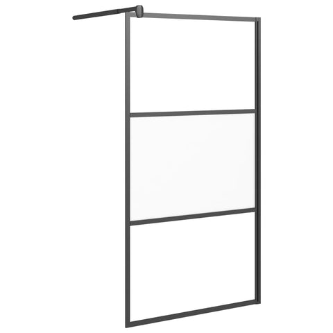 vidaXL Walk-in Shower Enclosure, Bathroom Wall Panel with Adjustable Supporting Bar, Shower Screen, Shower Wall, Black Frame with Clear ESG Glass