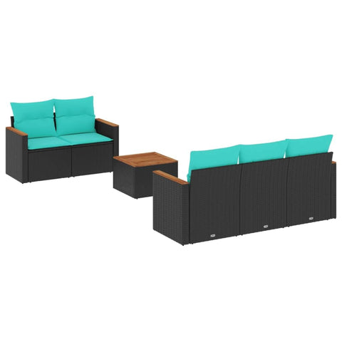 vidaXL Patio Sofa Set with Cushions 6 Piece, Outdoor Conversation Set with Storage, Patio Furniture Set, Modern Style, Black Poly Rattan