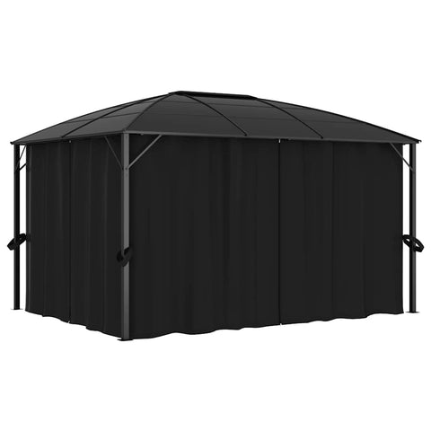 vidaXL Gazebo, Party Tent Pavilion for Garden Events, Grill Gazebo UV-Proof Outdoor Shelter, Square Gazebo with Curtains, Anthracite
