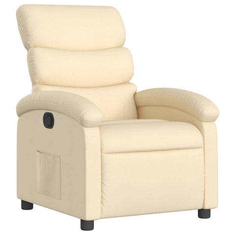 vidaXL Manual Recliner Chair for Adults, Single Home Theater Seating with Lumbar Support & Adjustable Backrest/Footrest, Modern Reclining Sofa for Living Room, Cream Fabric