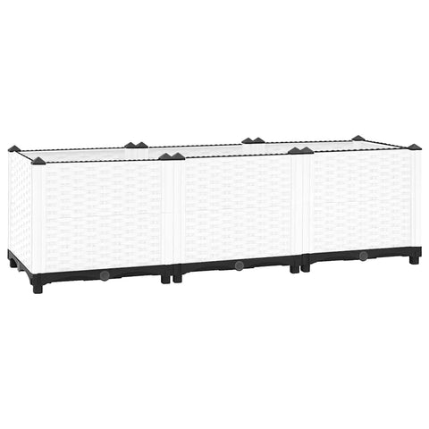 vidaXL Stylish White Raised Garden Bed 47.2 X 15.7 15.0 in Polypropylene Modern Planter for Indoor and Outdoor Use Ample Growing Space Flowers Vegetables Box Flower Plastic Balcony Herb Vegetable