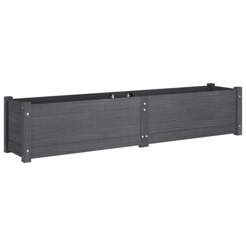 vidaXL Outdoor Flower Planter - Spacious Solid Wood Gray Raised Bed Garden Plant Box - Durable Pinewood Garden Fixture - Ideal for a Variety of Plants - 59.1"x12.2"x12.2"