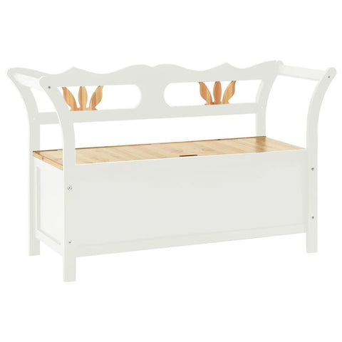 vidaXL White Bench with Storage, Comfort Backrest and Armrests, Solid Wood and Moisture- Engineered Wood, Ideal for Hallways, Living Room or Patio