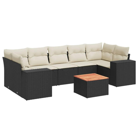 vidaXL Patio Sofa Set with Cushions 8 Piece, Outdoor Conversation Set with Storage, Patio Furniture Set, Modern Style, Black Poly Rattan