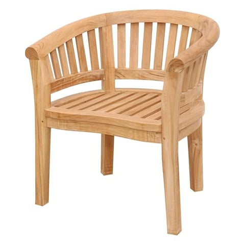 Oakestry Curve Armchair Extra Thick Solid Teak Wood Outdoor Chair Heavy-Duty Patio Garden Furniture Elegant Slatted Seat Handcrafted Durable Wooden Armchair Weather Resistant Luxury Outdoor Seating