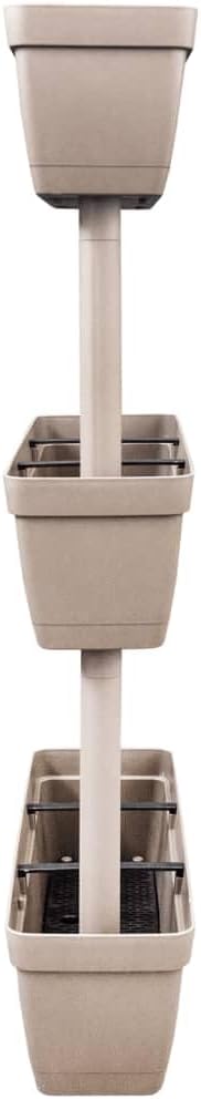 vidaXL Flower Box 3 Pcs, Vertical Garden Planter, Standing Garden Bed Planter Box for Growing Vegetables Flowers Herbs, Plant Pot, Taupe