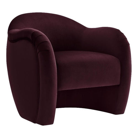 Modway Compose Barrel Chair with Performance Velvet Fabric in Mulberry – Upholstered Accent Armchair with Curved Backrest – Cozy Lounge Chair for Reading – Round Comfy Single Sofa Club Chair