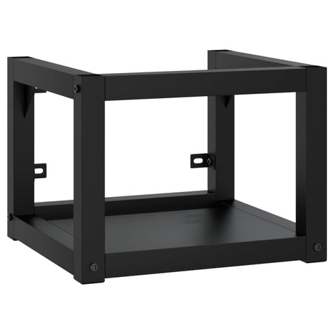 vidaXL Black Iron Wall-Mounted Bathroom Washbasin Frame - Space-Saving Storage Rack for Towels and Accessories, Durable Powder-Coated