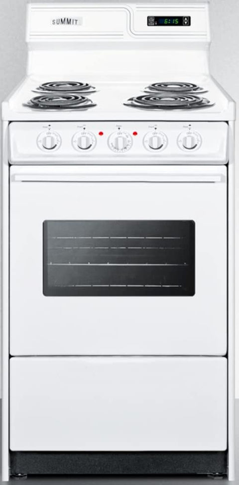 Deluxe 220V electric range in slim 20 inches width with digital clock/timer black see-through glass oven door and light