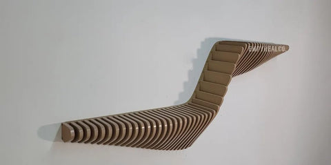 Parametric 57 inch Floating Shelf TV Unit Modern Geometric Wooden Wall Piece Decor Natural Oak Color 3D Wavy Living and Gaming Room Shelf