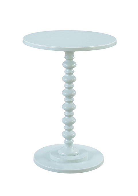 Convenience Concepts Palm Beach Spindle 17.75" Traditional Round End Living Room, Turned Solid Wood Side, Classic Display Pedestal Table, Sea Foam Blue