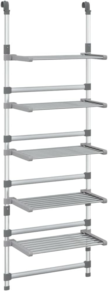 vidaXL Drying Rack, Wall Mounted 5-Tier Hanging Clothes Drying Rack, Folding Clothes Hanger Rack, Hanging Laundry Drying Rack, Aluminum