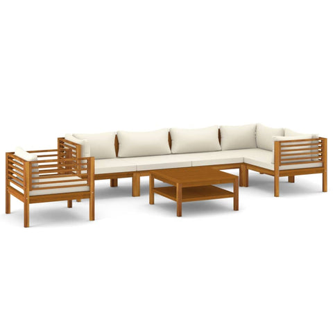 vidaXL Patio Lounge Set 7 Piece, Patio Furniture Set for Outdoor Garden, Sectional Sofa with Cushions, Corner Sofa, Retro Style, Solid Wood Acacia