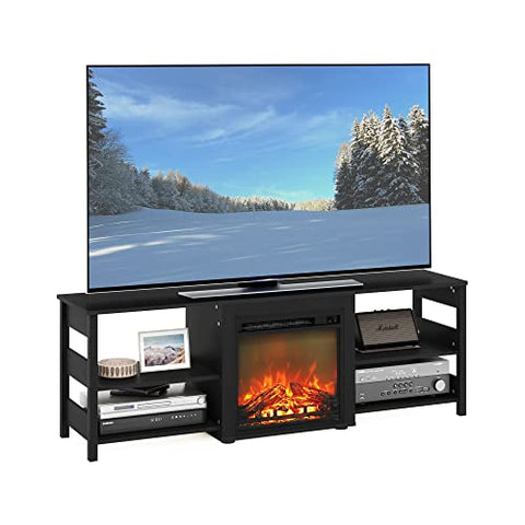 Furinno Classic 70 Inch TV Stand with Fireplace Americano