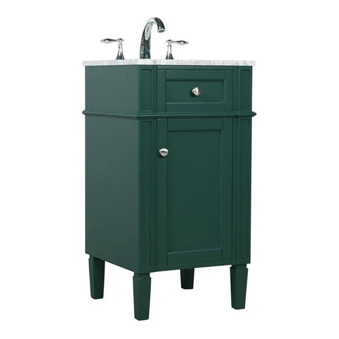 Elegant Decor Park Avenue 18" Metal MDF Marble Single Bathroom Vanity in Green