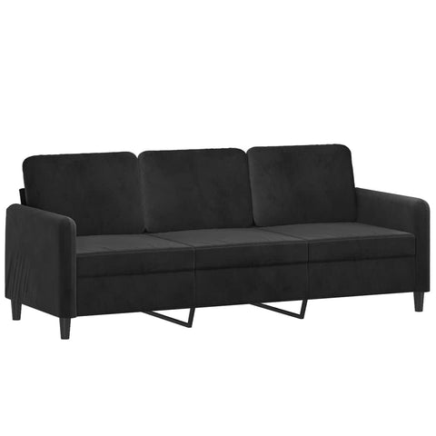 vidaXL 3-Seater Sofa - Spacious Velvet Sofa in Black - Thickly Padded for Optimal Comfort - Sturdy Metal Frame - Ideal for Home, Office, Living Room, Lounge Area - Seat Width: 70.9"