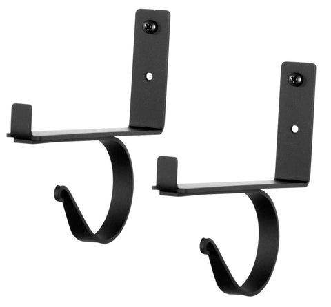 Village Wrought Iron Plain Curtain Curtain Rod & Shelf Brackets (Pair)