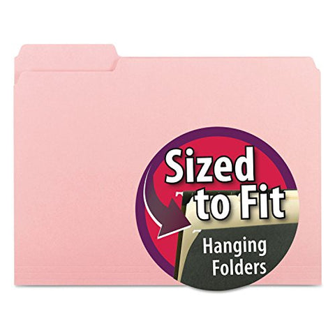 Smead Interior File Folder, 1/3-Cut Tab, Letter Size, Pink, 100 per Box, Expandable File Folders for Filing Cabinet