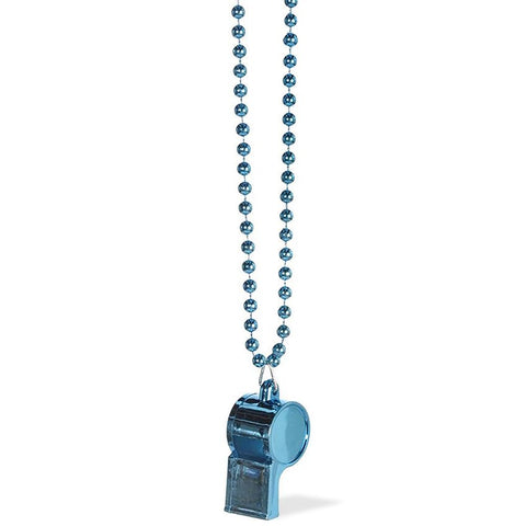 Light Blue Whistle On Chain Necklace (36") 1 Count - Premium Quality Plastic, Lightweight & Durable - Eye-Catching Design & Multipurpose Accessory - Perfect for Sports, Safety & Fashion