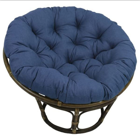 International Caravan Bali 42-inch Papasan Chair with Solid Polyester Cushion Accent Chairs, Gaming Chairs Sea Blue