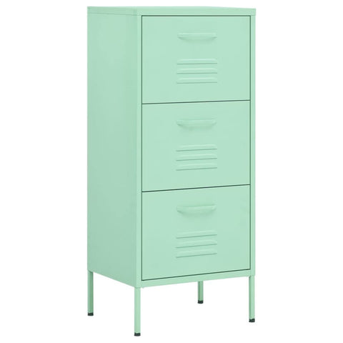 vidaXL Mint Green Steel Storage Cabinet, 16.7"x13.8"x40", Adjustable Levellers, Extendable Drawers with Ballbearing Runners, Industrial Style, Load Capacity up to 132.3 lb