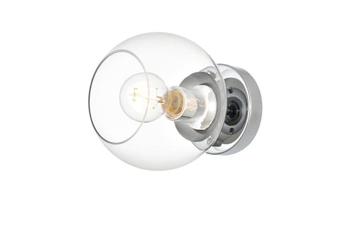 Living District Rogelio 1-Light Iron & Glass Bath Sconce in Chrome/Clear