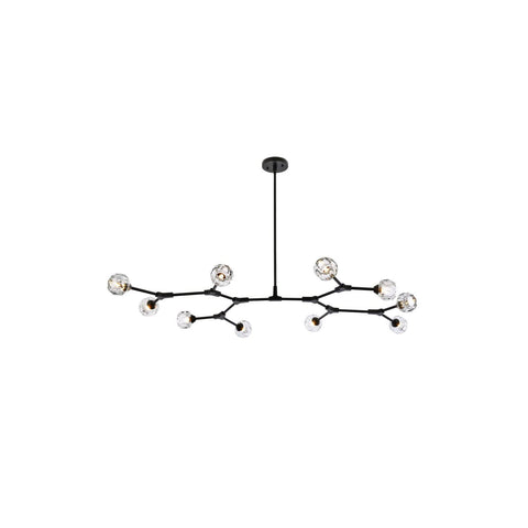 Elegant Lighting Zayne 10-Light Modern Crystal/Iron Pendant in Black